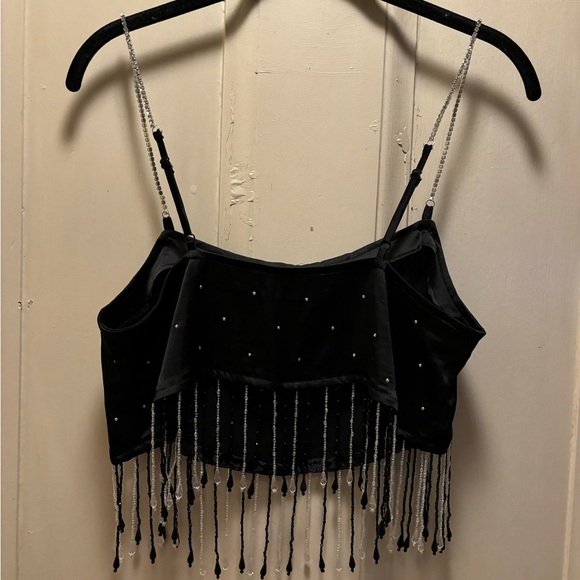 URBAN OUTFITTERS,MILINA SATIN FRINGE TOP, SIZE MEDIUM,like new - Picture 5 of 12
